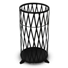 Rustproof Black Parasol Rack and Cane Stand Handwoven Iron Umbrella Bucket